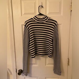 Aerie Mock Neck Stripped Shirt